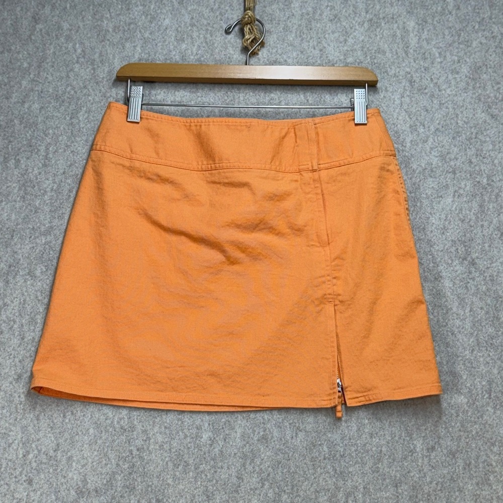 Express Orange Cotton Blend Zip Front Mini Skirt Size 6 Y2K Bright Preppy